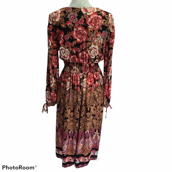 Angie Boho Floral Long Sleeve Kimono Duster Size S - Picture 5 of 13